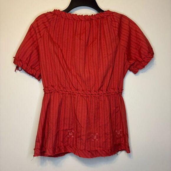 Vintage Old Navy SZ Medium Orange Bohemian Tie Top Embroidered Coquette Girly - Picture 2 of 10